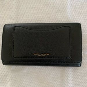 Marc Jacobs wallet, smooth pebble grain black leather. 7 1/2” x 4 1/2”
